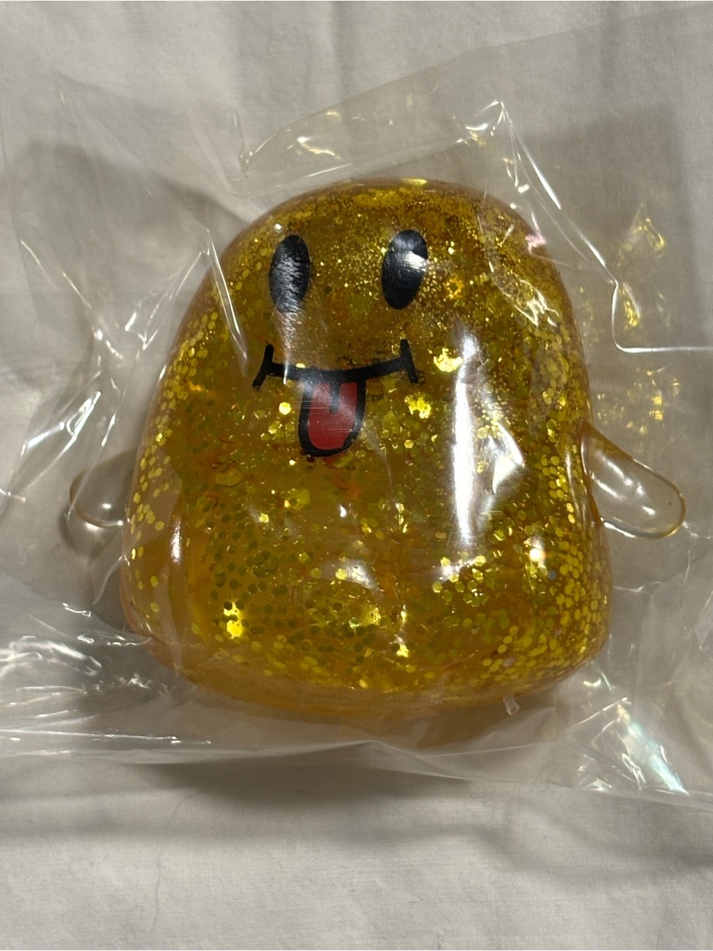 Gold Glitter Emoji Squishy Stress Toy - Home Party Fun